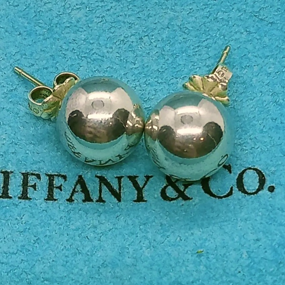 SOLD ELSEWHERE - Authentic Tiffany & Co. 925 Sterling Silver 10mm Ball Earrings - Picture 2 of 7